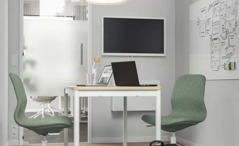 صندلی کنفرانس گونارد سبز-خاکستری/سفید ایکیا مدل LÅNGFJÄLL