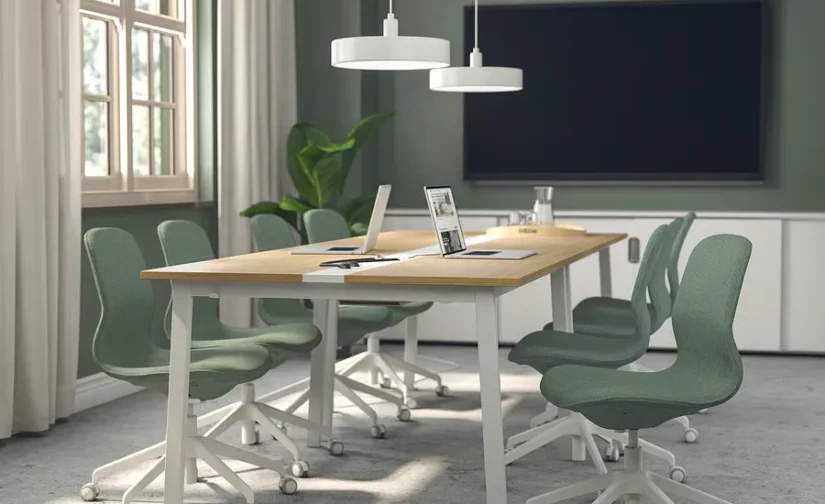 صندلی کنفرانس گونارد سبز-خاکستری/سفید ایکیا مدل LÅNGFJÄLL