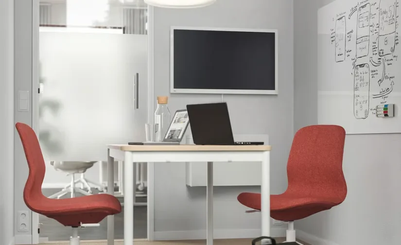 صندلی کنفرانس گونارد قرمز-نارنجی/سفید ایکیا مدل LÅNGFJÄLL