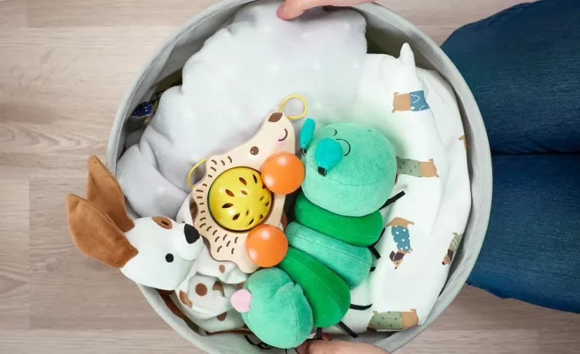 کیف نگهداری کودک سبز خال‌خالی/خاکستری روشن ایکیا مدل LEN