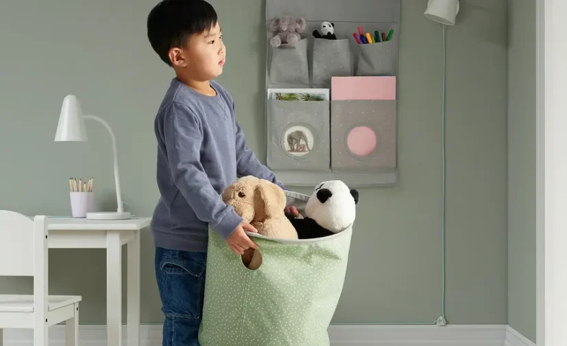 کیف نگهداری کودک سبز خال‌خالی/خاکستری روشن ایکیا مدل LEN