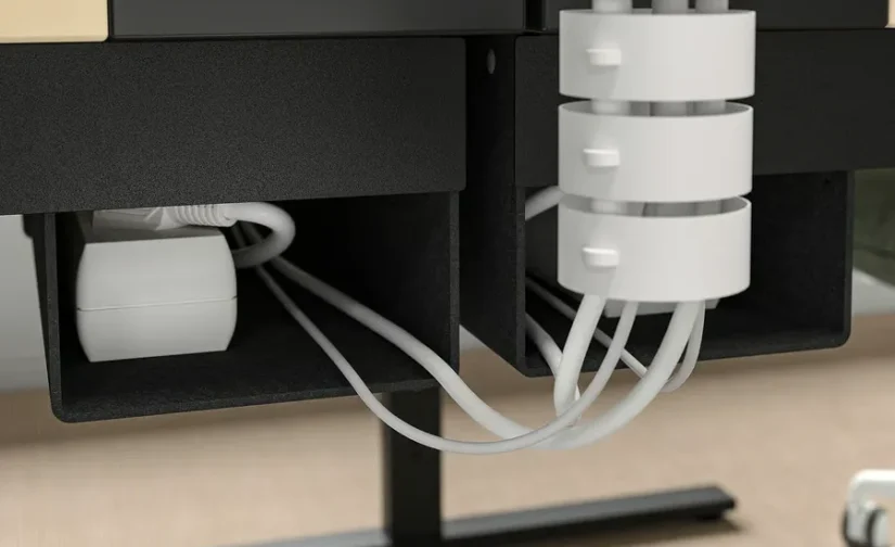 میز تحریر روکش چوب توس/مشکی سایز ۱۶۰x۸۰ ایکیا مدل MITTZON