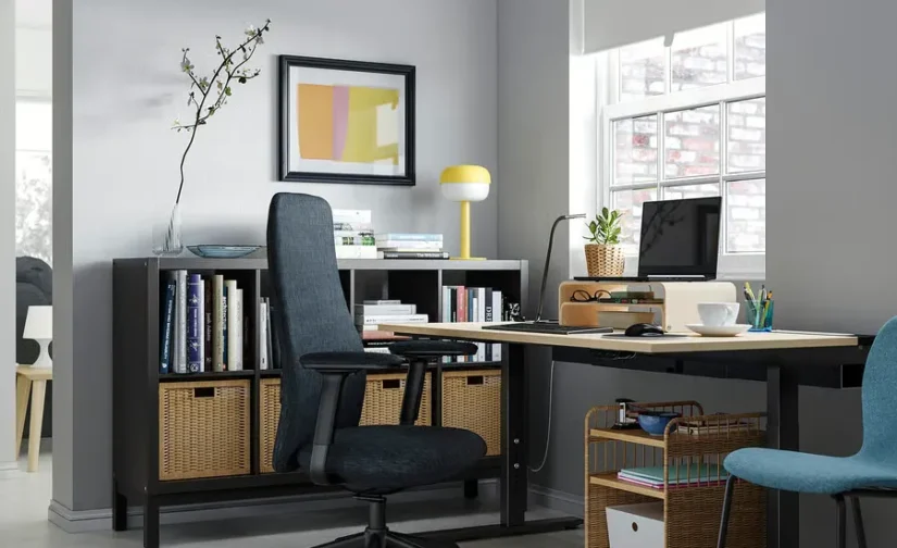 میز تحریر روکش چوب توس/مشکی سایز ۱۶۰x۸۰ ایکیا مدل MITTZON