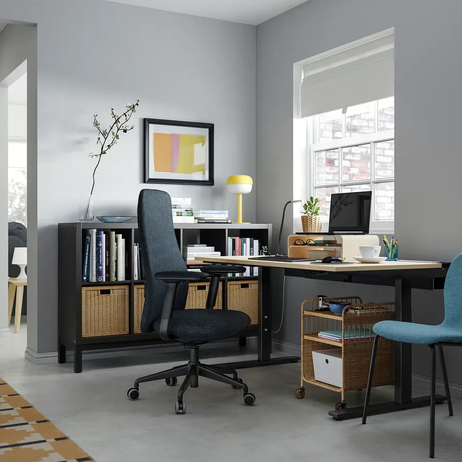 میز تحریر روکش چوب توس/مشکی سایز ۱۶۰x۸۰ ایکیا مدل MITTZON