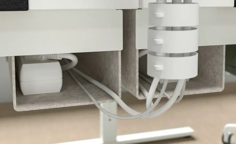 میز تحریر روکش خاکستری لکهدار مشکی سفید سایز ۱۶۰x۸۰ ایکیا مدل MITTZON