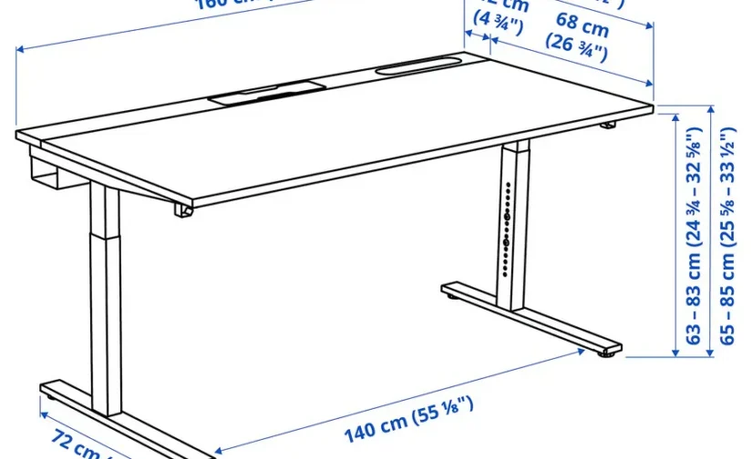 میز تحریر سفید سایز ۱۶۰x۸۰ ایکیا مدل MITTZON