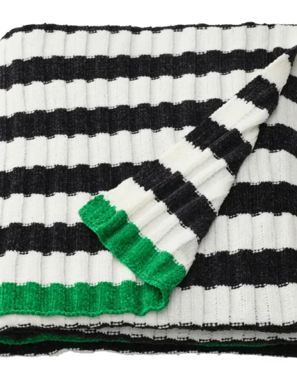 شال مبل طرح مشکی/سفید سایز ۱۳۰x۱۷۰ ایکیا مدل MOSSMOTT