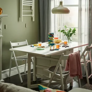 میز پایه بلند سفید سایز 26/89/152×80 ایکیا مدل NORDEN