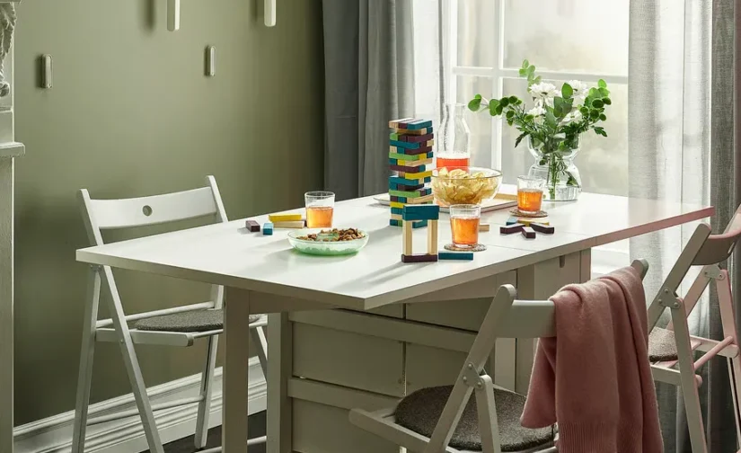 میز پایه بلند سفید سایز 26/89/152×80 ایکیا مدل NORDEN