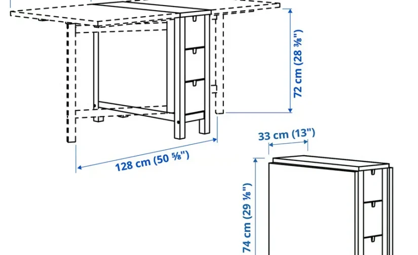 میز پایه بلند سفید سایز 26/89/152×80 ایکیا مدل NORDEN