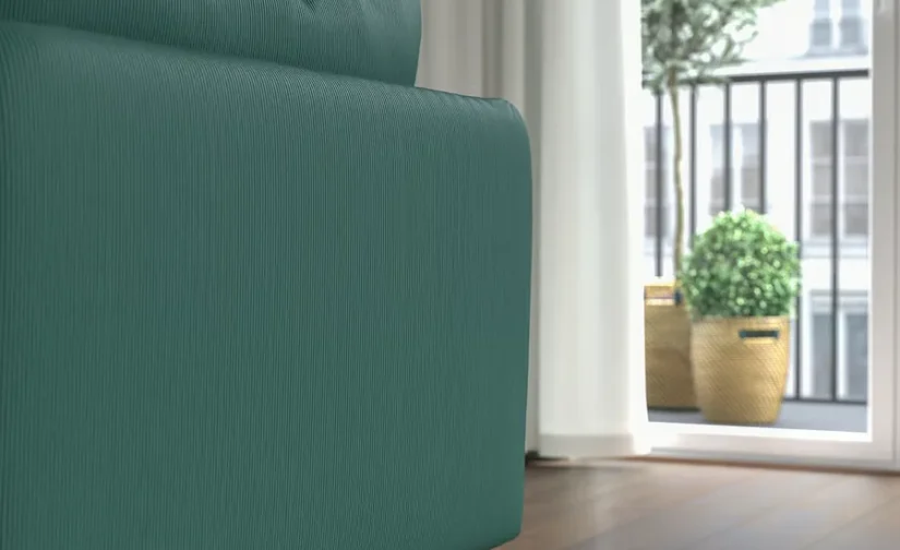 مبل راحتی رنگ خاکستری-فیروزهای ایکیا مدل SÖDERHAMN