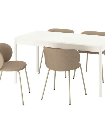 میز و ۴ صندلی سفید صدفی/ بژ تیره تونرود سایز ۱۵۰x۸۰ ایکیا مدل TONSTAD / KRYLBO