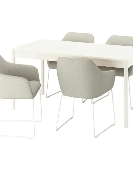 میز و ۴ صندلی سفید صدفی/سفید بژ سوخته سایز ۱۵۰x۸۰ ایکیا مدل TONSTAD / TOSSBERG