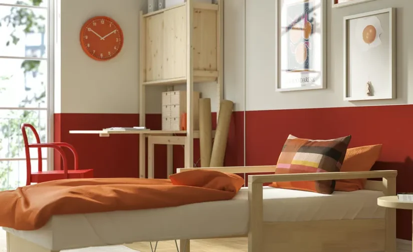 مبل راحتی-تخت‌خواب‌شو بژ/کاج ناگن ایکیا مدل TORNSBORG