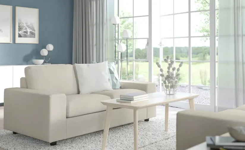 مبل تختخواب شو دو نفره با دسته‌های پهن / بژ سوخته ایکیا مدل VIMLE