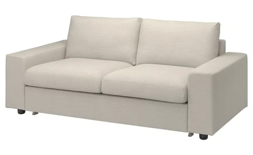 مبل تختخواب شو دو نفره با دسته‌های پهن / بژ سوخته ایکیا مدل VIMLE