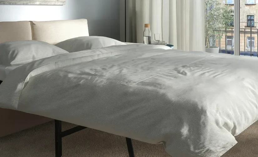 مبل تختخواب شو دو نفره با دسته‌های پهن / بژ سوخته ایکیا مدل VIMLE