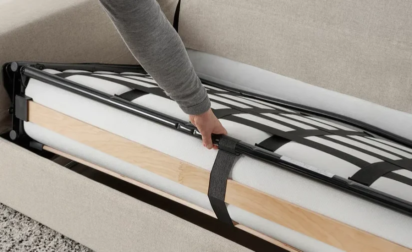 مبل تختخواب شو دو نفره با دسته‌های پهن / بژ سوخته ایکیا مدل VIMLE