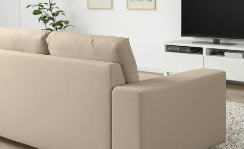 مبل تختخواب شو دو نفره با دسته‌های پهن / بژ هالارپ ایکیا مدل VIMLE