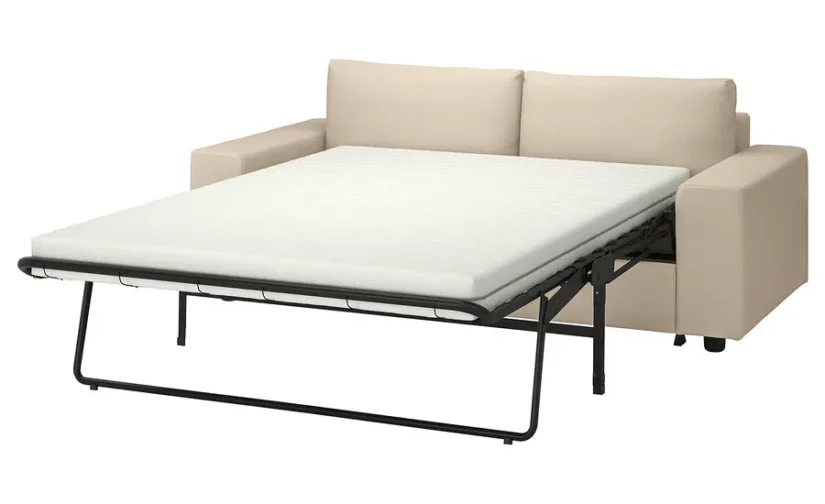 مبل تختخواب شو دو نفره با دسته‌های پهن / بژ هالارپ ایکیا مدل VIMLE