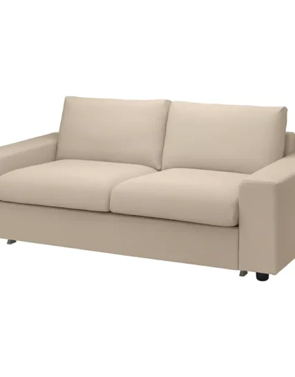 مبل تختخواب شو دو نفره با دسته‌های پهن / بژ هالارپ ایکیا مدل VIMLE