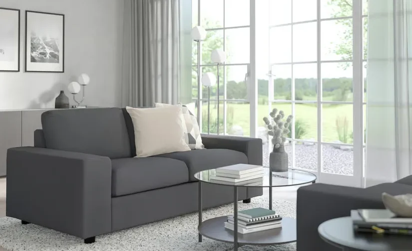 مبل تختخواب شو دو نفره با دسته‌های پهن / خاکستری هالرپ ایکیا مدل VIMLE