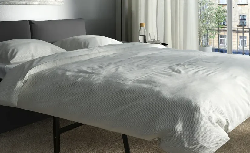 مبل تختخواب شو دو نفره با دسته‌های پهن / خاکستری هالرپ ایکیا مدل VIMLE