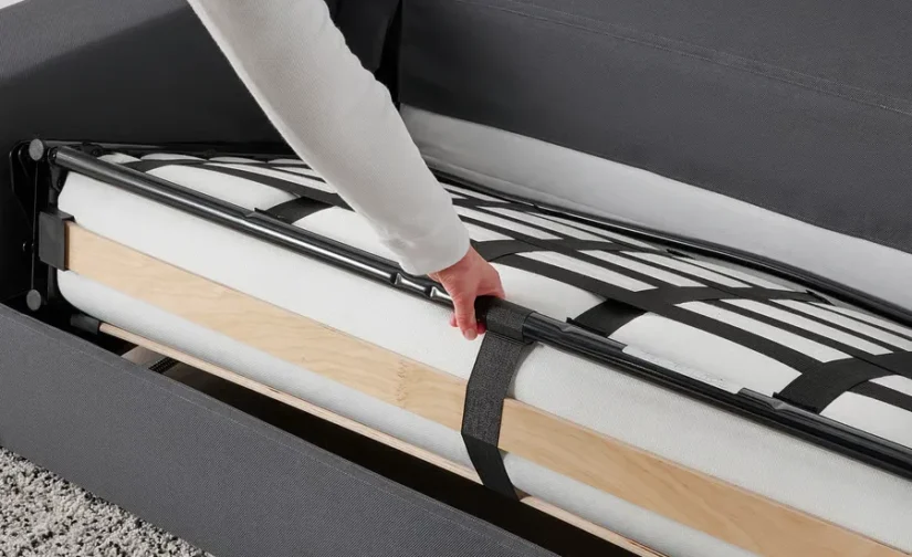 مبل تختخواب شو دو نفره با دسته‌های پهن / خاکستری هالرپ ایکیا مدل VIMLE