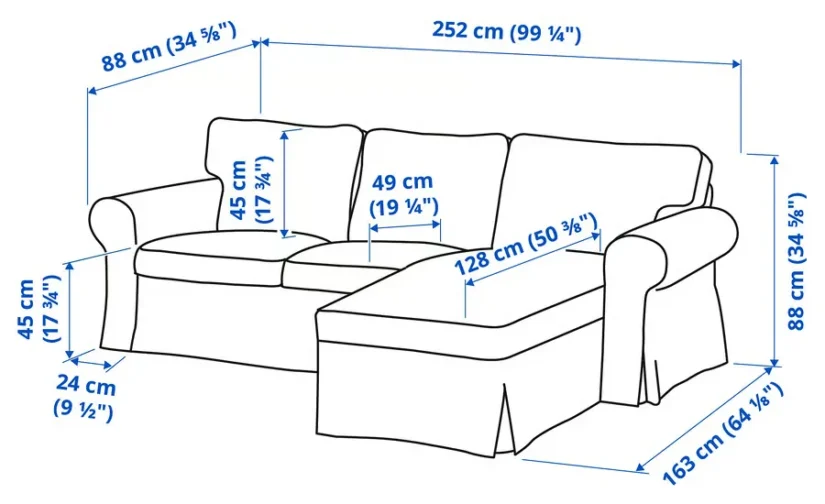 مبل راحتی سه نفره به همراه کاناپه راحتی خاکستری تیره هاکبو ایکیا مدل EKTORP