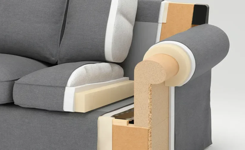 مبل راحتی سه نفره به همراه کاناپه راحتی خاکستری-سبز هاکبو ایکیا مدل EKTORP