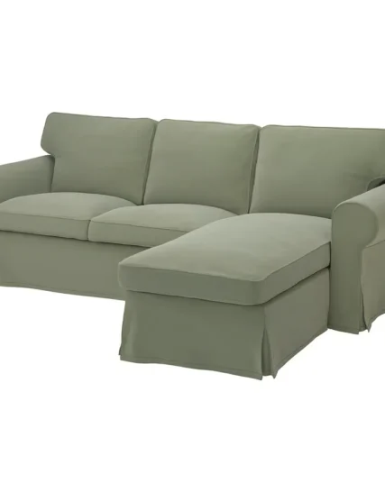 مبل راحتی سه نفره به همراه کاناپه راحتی خاکستری-سبز هاکبو ایکیا مدل EKTORP