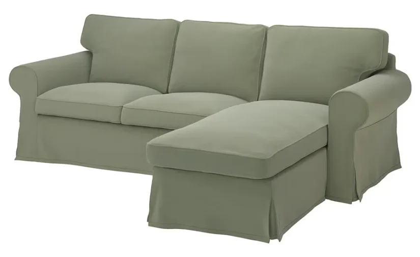 مبل راحتی سه نفره به همراه کاناپه راحتی خاکستری-سبز هاکبو ایکیا مدل EKTORP