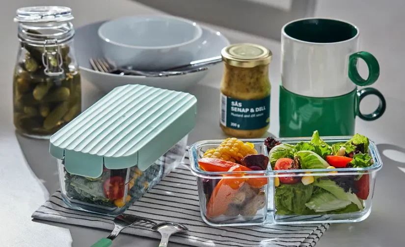 ظرف غذا شفاف/سبز روشن حجم ۷۰۰ میلی‌لیتر ایکیا مدل HAVSTOBIS