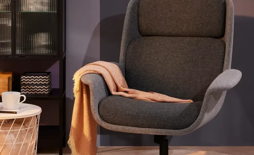 صندلی راحتی گردان رنگ خاکستری متوسط/خاکستری تیره گانارد ایکیا مدل ÄLEBY