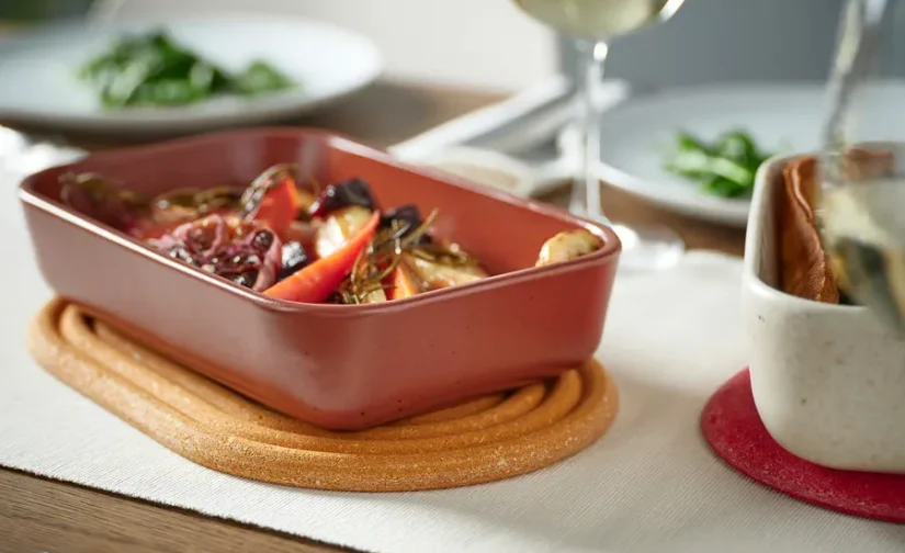 پایه قابلمه ست ۲ عددی بیضی/قرمز قهوهای روشن سایز ۲۶x۱۶ ایکیا مدل ELDSTJÄRT