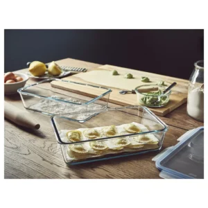 ظرف غذا با درب مستطیل/شیشه پلاستیکی ۳.۱ لیتری ایکیا مدل IKEA 365+