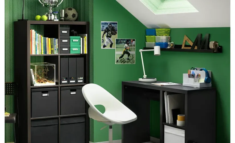 میز و صندلی مشکی-قهوه‌ای/سفید ایکیا مدل KALLAX / LOBERGET