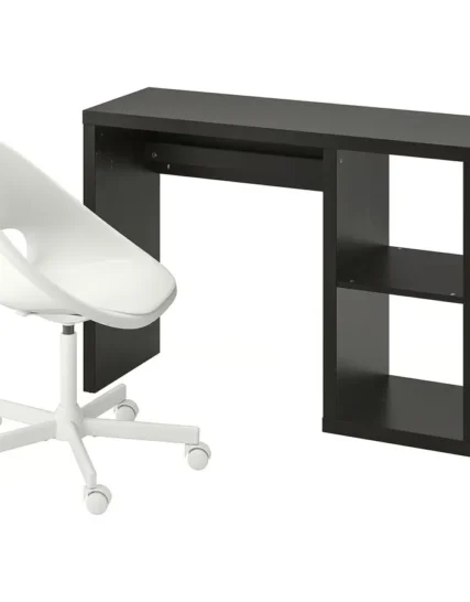 میز و صندلی مشکی-قهوه‌ای/سفید ایکیا مدل KALLAX / LOBERGET