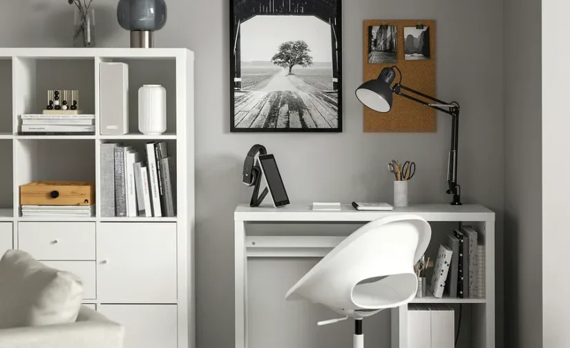 میز و صندلی سفید ایکیا مدل KALLAX / LOBERGET