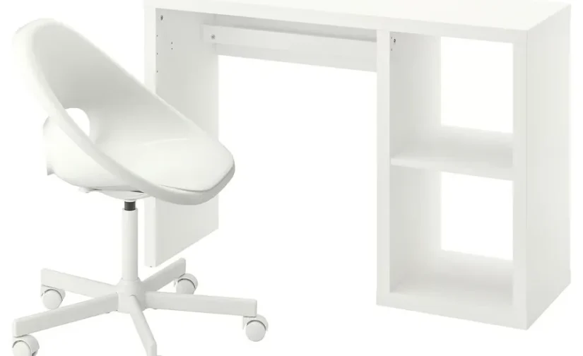 میز و صندلی سفید ایکیا مدل KALLAX / LOBERGET