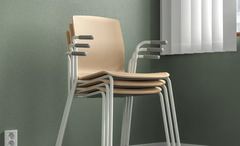 صندلی کنفرانس روکش چوب توس/سفید ایکیا مدل LÄKTARE