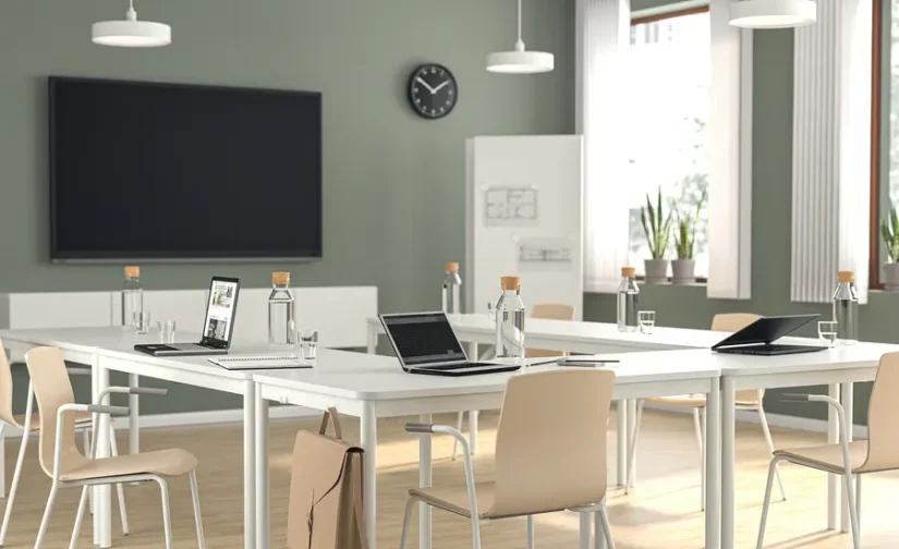 صندلی کنفرانس روکش چوب توس/سفید ایکیا مدل LÄKTARE