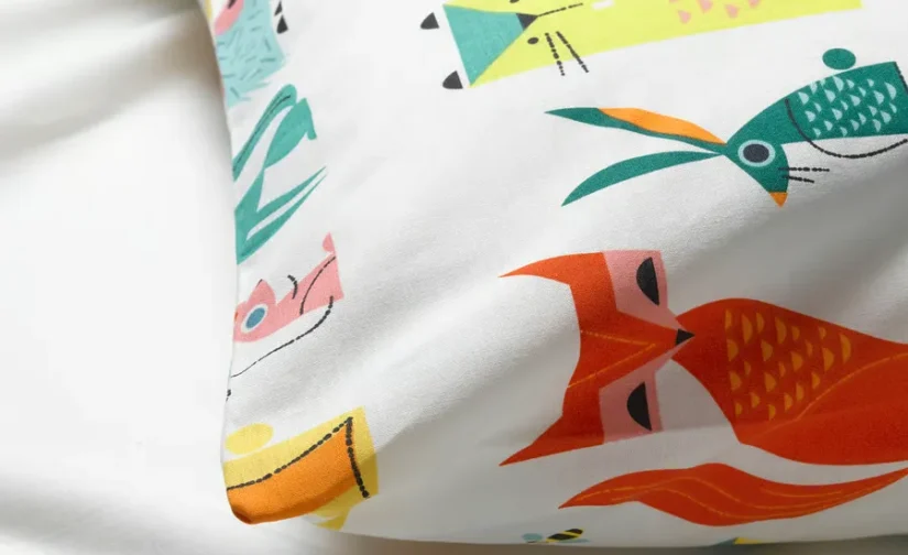 روکش لحاف و روبالشی طرح حیوانات/چند رنگ سایز ۱۵۰x۲۰۰/۵۰x۸۰ ایکیا مدل LATTJO