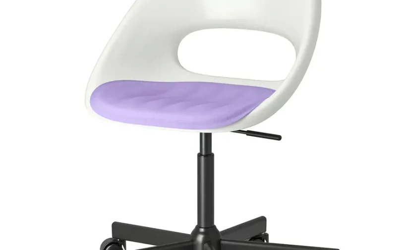 صندلی گردان + زیرانداز سفید مشکی/یاسی ایکیا مدل LOBERGET / MALSKÄR