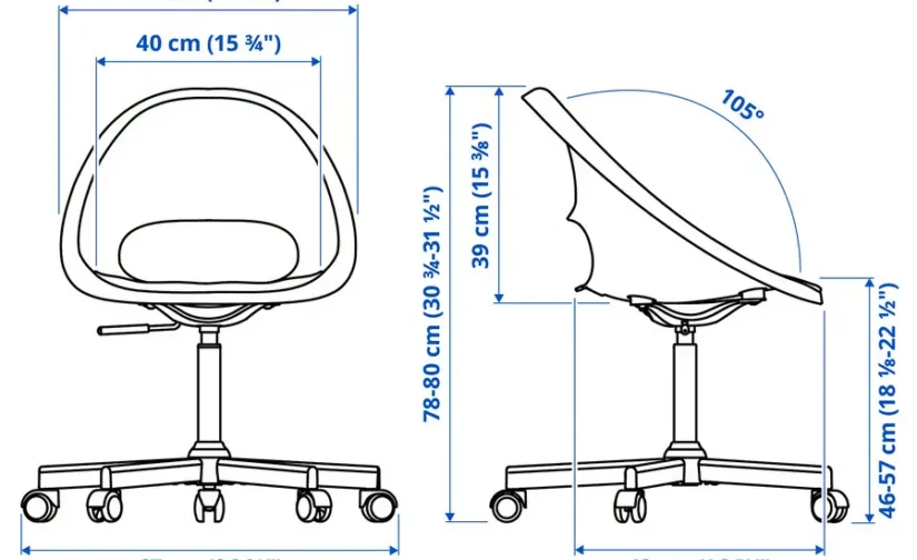 صندلی گردان + زیرانداز سفید مشکی/یاسی ایکیا مدل LOBERGET / MALSKÄR