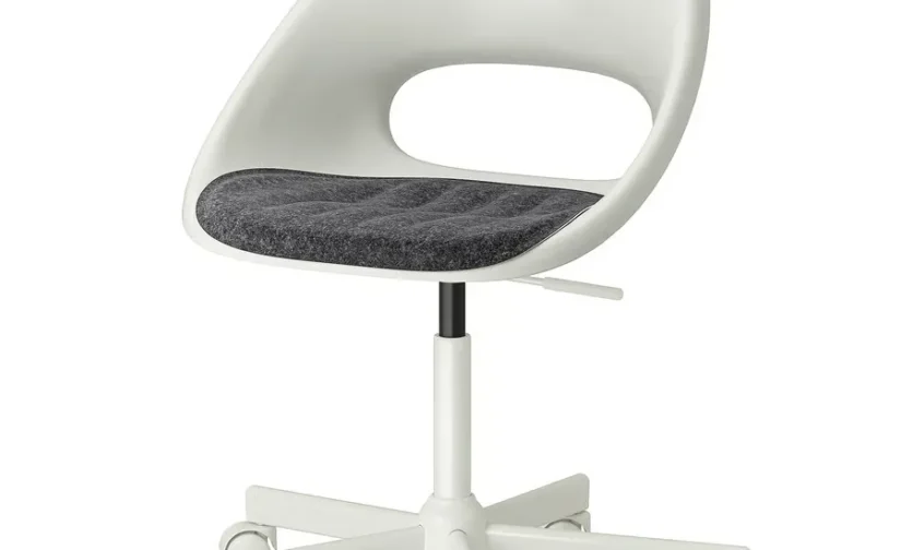 صندلی گردان + زیرانداز، سفید/خاکستری تیره ایکیا مدل LOBERGET / MALSKÄR