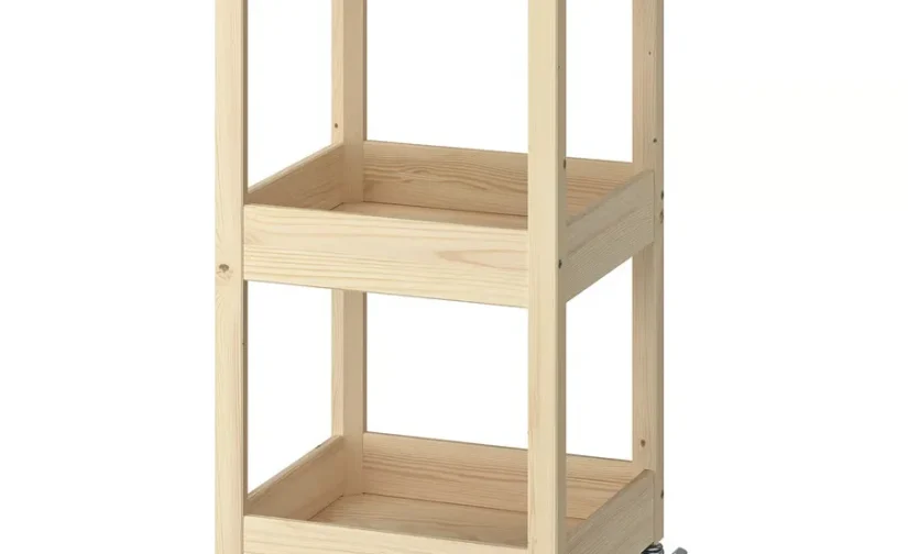 ترولی جنس کاج سایز ۳۸x۳۸x۸۲ ایکیا مدل LOSHULT