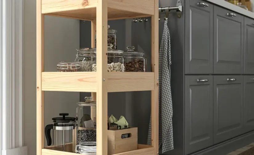 ترولی جنس کاج سایز ۳۸x۳۸x۸۲ ایکیا مدل LOSHULT