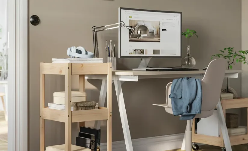 ترولی جنس کاج سایز ۳۸x۳۸x۸۲ ایکیا مدل LOSHULT