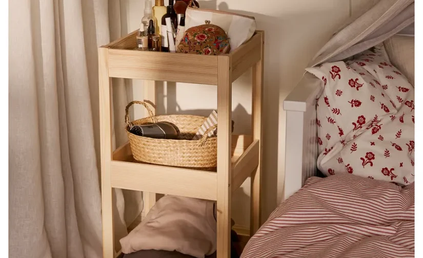 ترولی جنس کاج سایز ۳۸x۳۸x۸۲ ایکیا مدل LOSHULT